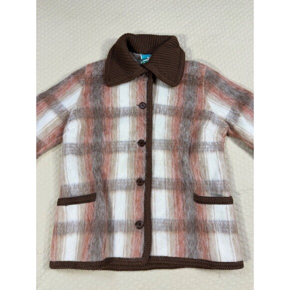 Vintage Plaid Wool Jacket Tourmalet Tissu des Pyrenees France‎ | Medium - Picture 3 of 12